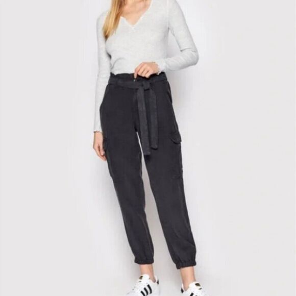 AMERICAN EAGLE AE Lyocell Paper Bag Waist Cargo Jogger Pants AEO Gray 16 Short - Picture 1 of 12